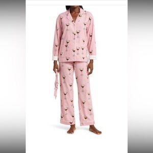 PJ Salvage Pink Pajama Set with Espresso Martini Print Small